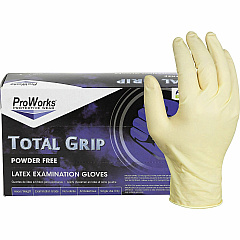 ProWorks Total Grip Latex Powder Free Exam Gloves 8 mil Thickness x 9.40" Glove Length - Large Size - For Right/Left Hand - Latex - Natural - Double Chlorinated, Non-sterile - For Automotive, Aerospace, Correction, Laboratory, Oil & Gas, Painti (GLL165FL) ProWorks Total Grip Latex Powder Free Exam Gloves 8 mil Thickness x 9.40" Glove Length - Large Size - For Right/Left Hand - Latex - Natural - Double Chlorinated, Non-sterile - For Automotive, Aerospace, Correction, Laboratory, Oil & Gas, Painti (GLL165FL)