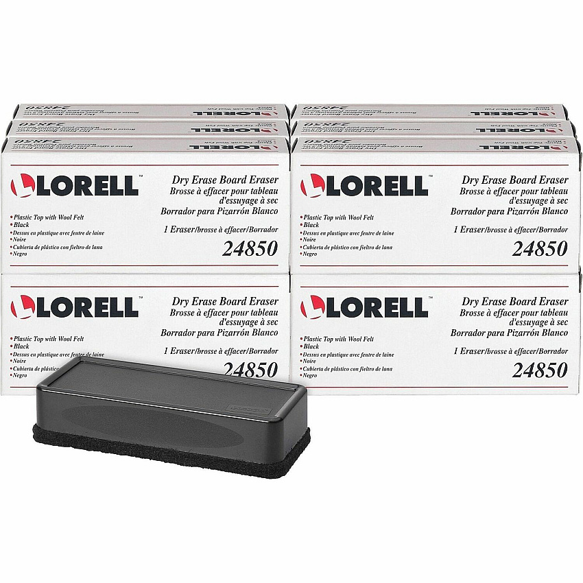 Lorell Dry-Erase Board Erasers Black - 12 / Box (LLR24850BX)