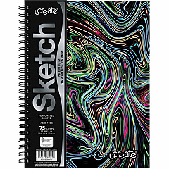 Pacon Fashion Sketch Book 75 Pages - Spiral - 120 g/m² Grammage - 9" x 6" Sheet Size - Neon Neon Squiggles Cover - Acid-free, Perforated, Durable - 1 Each (P38035)