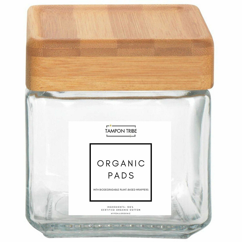 Tampon Tribe Spa Display Jars for Tampons Clear - Tempered Glass, Bamboo - 4 / Carton (PSPA4)