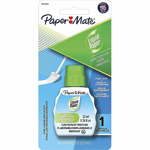 Paper Mate Liquid Paper Fast Dry Correction Fluid 22 mL - Bright White - Fast-drying, Spill Resistant - 1 Pack (5640415K)