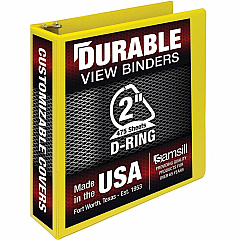 Samsill Durable Three-Ring View Binder 2" Binder Capacity - 475 Sheet Capacity - 3 Ring - Fastener: D-Ring - Pocket: 2, Internal - Polypropylene, Chipboard - Yellow - Recycled - Durable, PVC-free, Ink-transfer Resistant, Clear Overlay, Sturdy - 1 (16461) Samsill Durable Three-Ring View Binder 2" Binder Capacity - 475 Sheet Capacity - 3 Ring - Fastener: D-Ring - Pocket: 2, Internal - Polypropylene, Chipboard - Yellow - Recycled - Durable, PVC-free, Ink-transfer Resistant, Clear Overlay, Sturdy - 1 (16461)