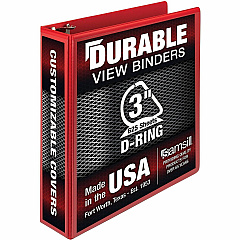 Samsill Durable Three-Ring View Binder 3" Binder Capacity - 625 Sheet Capacity - 3 Ring - Fastener: D-Ring - Pocket: 2, Internal - Polypropylene, Chipboard - Red - Recycled - Durable, PVC-free, Ink-transfer Resistant, Clear Overlay, Sturdy - 1 Eac (16483) Samsill Durable Three-Ring View Binder 3" Binder Capacity - 625 Sheet Capacity - 3 Ring - Fastener: D-Ring - Pocket: 2, Internal - Polypropylene, Chipboard - Red - Recycled - Durable, PVC-free, Ink-transfer Resistant, Clear Overlay, Sturdy - 1 Eac (16483)