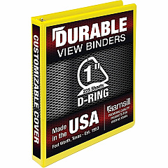 Samsill Durable Three-Ring View Binder 1" Binder Capacity - 225 Sheet Capacity - 3 Ring - Fastener: D-Ring - Pocket: 2, Internal - Polypropylene, Chipboard - Yellow - Recycled - Durable, PVC-free, Ink-transfer Resistant, Clear Overlay, Sturdy - 1 (16431) Samsill Durable Three-Ring View Binder 1" Binder Capacity - 225 Sheet Capacity - 3 Ring - Fastener: D-Ring - Pocket: 2, Internal - Polypropylene, Chipboard - Yellow - Recycled - Durable, PVC-free, Ink-transfer Resistant, Clear Overlay, Sturdy - 1 (16431)