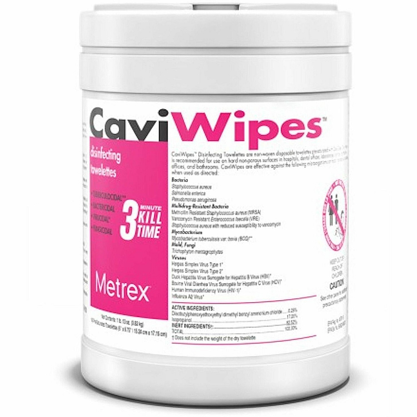 Metrex CaviWipes Concentrate - 6.75" Length x 6" Width - Durable, Easy to Use - White - 160/Tub - 12 / Carton (MACW078100CT)