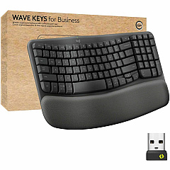 Logitech Wave Keys for Business Ergonomic Keyboard Wireless Connectivity - Bluetooth - Compact - 5.1 - 32.81 ft - USB Type A Interface - Windows, Mac OS, ChromeOS - Computer - PC, Mac - AAA Battery Size Supported - Graphite - 1 Each (920012058) Logitech Wave Keys for Business Ergonomic Keyboard Wireless Connectivity - Bluetooth - Compact - 5.1 - 32.81 ft - USB Type A Interface - Windows, Mac OS, ChromeOS - Computer - PC, Mac - AAA Battery Size Supported - Graphite - 1 Each (920012058)