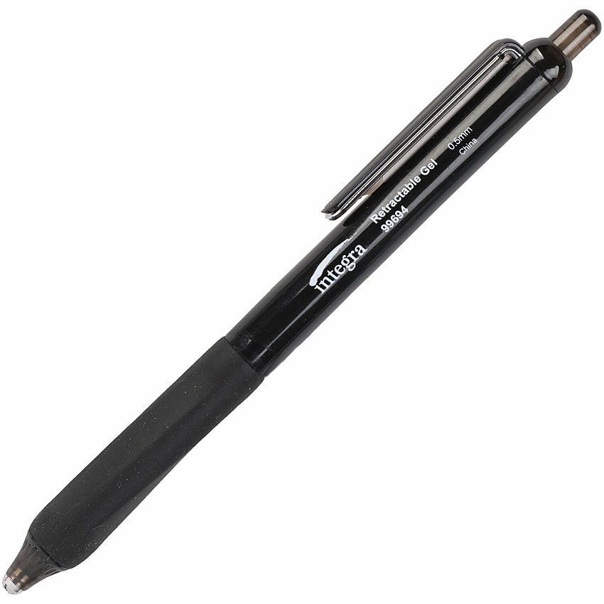 Integra Silent Retractable Gel Pens 0.5 mm Pen Point - Retractable - Black Ink - 12 / Box (99694)