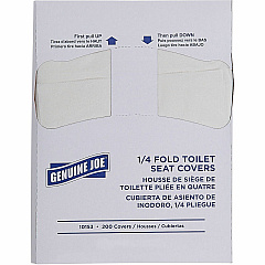Genuine Joe Quarter-Fold Toilet Seat Covers 16.73" Width x 14.17" Length - Quarter-fold - For Toilet - White - Paper - 200/Pack - 25 / Carton (GJO10153)