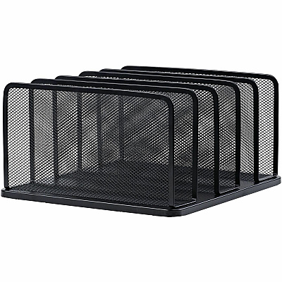 Lorell 5-Tier Letter Tray 5 Tier(s) - Vertical - Side-loading, Sturdy - Black - Steel Mesh - 1 Each (LLR95282)