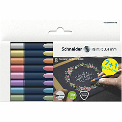 Schneider Metallic Rollerball Pens 0.4 mm Pen Point - Assorted Metallic Ink - Bioplastic Barrel - 8 / Pack (ML05011502) Schneider Metallic Rollerball Pens 0.4 mm Pen Point - Assorted Metallic Ink - Bioplastic Barrel - 8 / Pack (ML05011502)