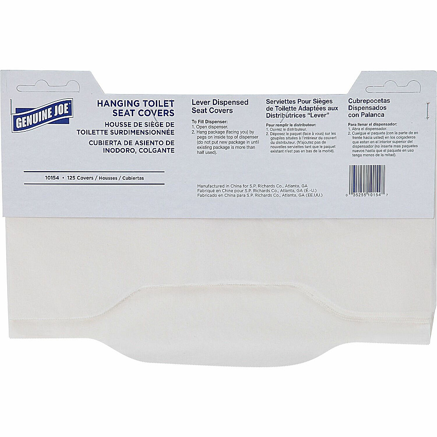 Genuine Joe Quarter-Fold Toilet Seat Covers Quarter-fold - For Toilet - White - Virgin Paper - 125/Pack - 24 / Carton (GJO10154)