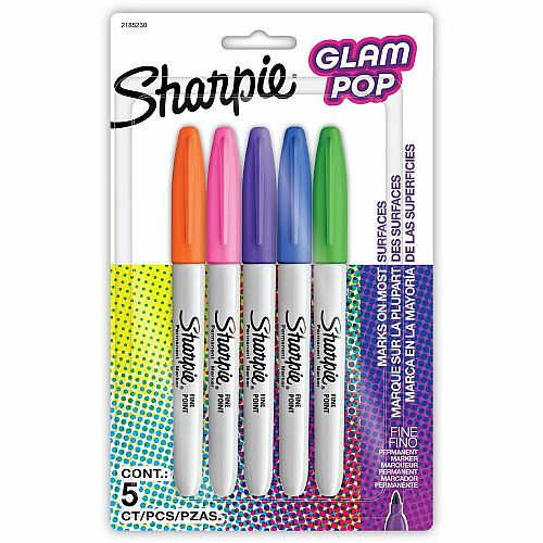 Sharpie Glam Pop Permanent Markers Assorted Ink - 5 / Pack (2185230)