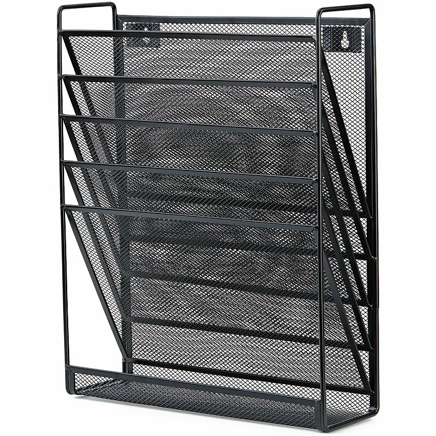 Lorell 5-Pocket Wall File 5 Pocket(s) - Black - Steel Mesh - 1 Each (LLR95280)