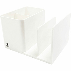 Business Source Multifunctional Pen Cup Organizer 2 Compartment(s) - 3.80" Height x 6.10" Width x 4.70" Depth - Durable - White - ABS Plastic - 1 Each (BSN11881) Business Source Multifunctional Pen Cup Organizer 2 Compartment(s) - 3.80" Height x 6.10" Width x 4.70" Depth - Durable - White - ABS Plastic - 1 Each (BSN11881)
