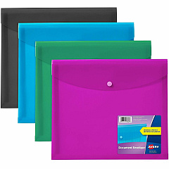 Avery&reg; Letter, A4 Recycled Filing Envelope 450 Sheets Capacity - Plastic, Polypropylene - Black, Aqua, Sage, Plum - 100% Recycled - 4 / Pack (73556)