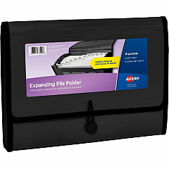 Avery® Letter, A4 Recycled Expanding File 425 Sheets Capacity - 13 Pocket - Polypropylene, Plastic, Fabric - Black - 100% Recycled - 1 Each (73553) Avery® Letter, A4 Recycled Expanding File 425 Sheets Capacity - 13 Pocket - Polypropylene, Plastic, Fabric - Black - 100% Recycled - 1 Each (73553)