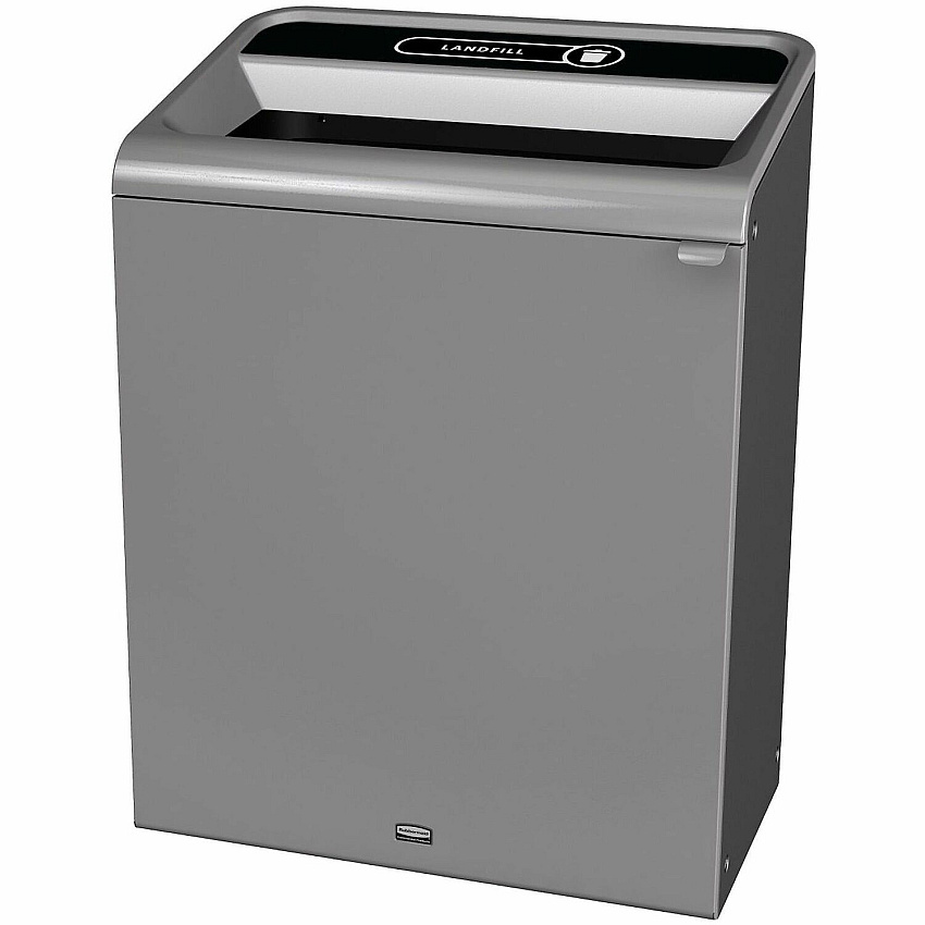 Rubbermaid Commercial Configure 1 Stream Gray Container Open Top - 45 gal Capacity - For Commercial, Indoor, Outdoor - Contoured Edge, Ergonomic Handle, Hinged Door, Venting Channel, Damage Resistant, Recyclable - 38" Height x 19.5" Width x 29.1 (1961507)
