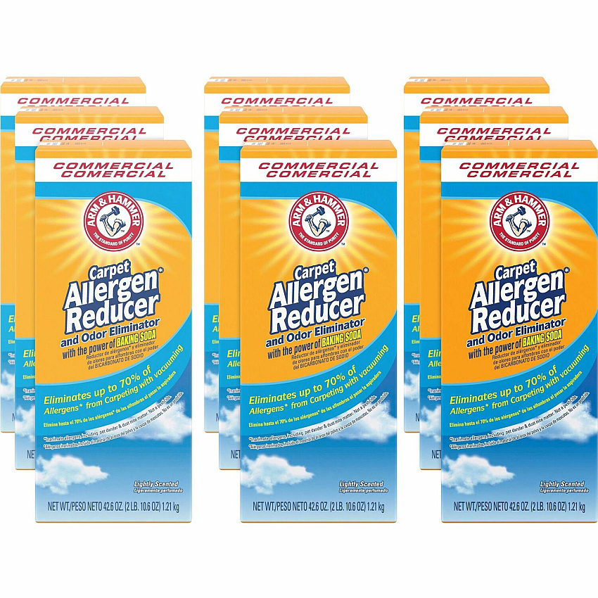 Arm & Hammer Commercial Carpet Allergen Reducer Concentrate - 42.60 oz (2.66 lb) - Light Scent - White - 9 / Carton (84113CT)