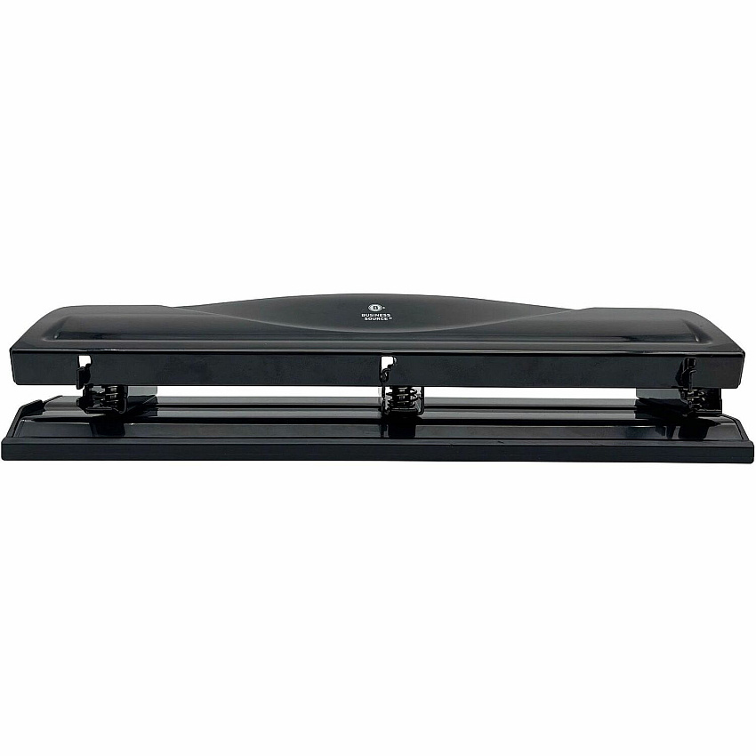 Business Source Nonadjustable 3-Hole Punch 10 Sheet - 1/4" Punch Size - Round Shape - Black - 1 Each (BSN65655)