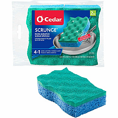 O-Cedar Scrunge Non-Scratch Scrub Sponge 4.2" Width x 2.6" Depth x 4.2" Length - 2 / Pack - Cellulose, Synthetic Fiber - Multi, Blue, Green (169431) O-Cedar Scrunge Non-Scratch Scrub Sponge 4.2" Width x 2.6" Depth x 4.2" Length - 2 / Pack - Cellulose, Synthetic Fiber - Multi, Blue, Green (169431)