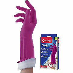 O-Cedar Playtex Living Gloves 14" Glove Length - Chemical, Bacteria Protection - Large Size - Latex, Neoprene, Nitrile - Pink - Anti-microbial, Reusable, Durable, Comfortable, Odor Resistant, Textured Palm, Textured Fingertip - For Household, Cle (166120)