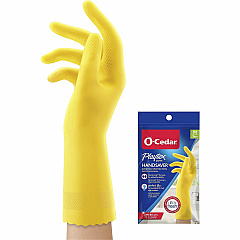 O-Cedar Playtex Handsaver Gloves Hot Water, Chemical Protection - Medium Size - Latex, Nitrile, Neoprene - Yellow - Long Lasting, Durable, Anti-microbial, Odor Resistant, Comfortable, Textured Fingertip, Textured Palm, Reusable - For Household, C (163675)
