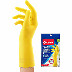 O-Cedar Playtex Handsaver Gloves Hot Water, Chemical Protection - Large Size - Latex, Nitrile, Neoprene - Yellow - Long Lasting, Durable, Anti-microbial, Odor Resistant, Comfortable, Textured Fingertip, Textured Palm, Reusable - For Household, Cl (163673)