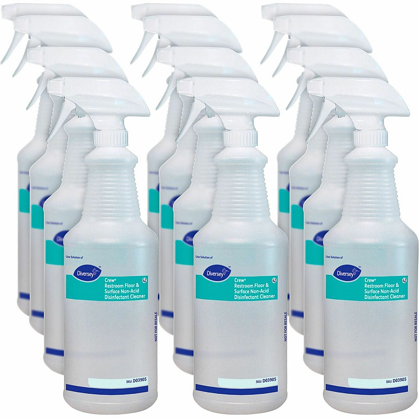 Diversey Empty Spray Bottle for Cleaner Suitable For Restroom, Floor - Easy to Use, Labeled - Clear - 12 / Carton (D03905CT)