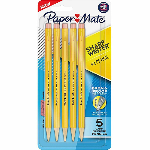 Paper Mate Sharp Writer Mechanical Pencils Yellow Barrel - 5 / Pack (2200939)