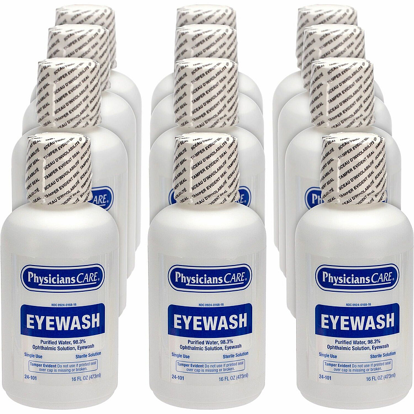 First Aid Only Sterile Ophthalmic Solution Eyewash 16 fl oz - Sterile - For Eye irrigation, Eye Burning - 12 / Carton (24101CT)
