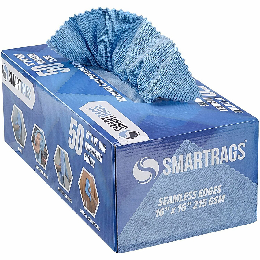 Monarch Smart Rags Microfiber Cloths For Automotive, Office, Healthcare, Household, Garage, Breakroom, Factory, Hospital, Industry, Nursing Home - Reusable, Streak-free, Lint-free, Dirt Resistant, Grime Resistant - Blue - 50 / Box (M931B)