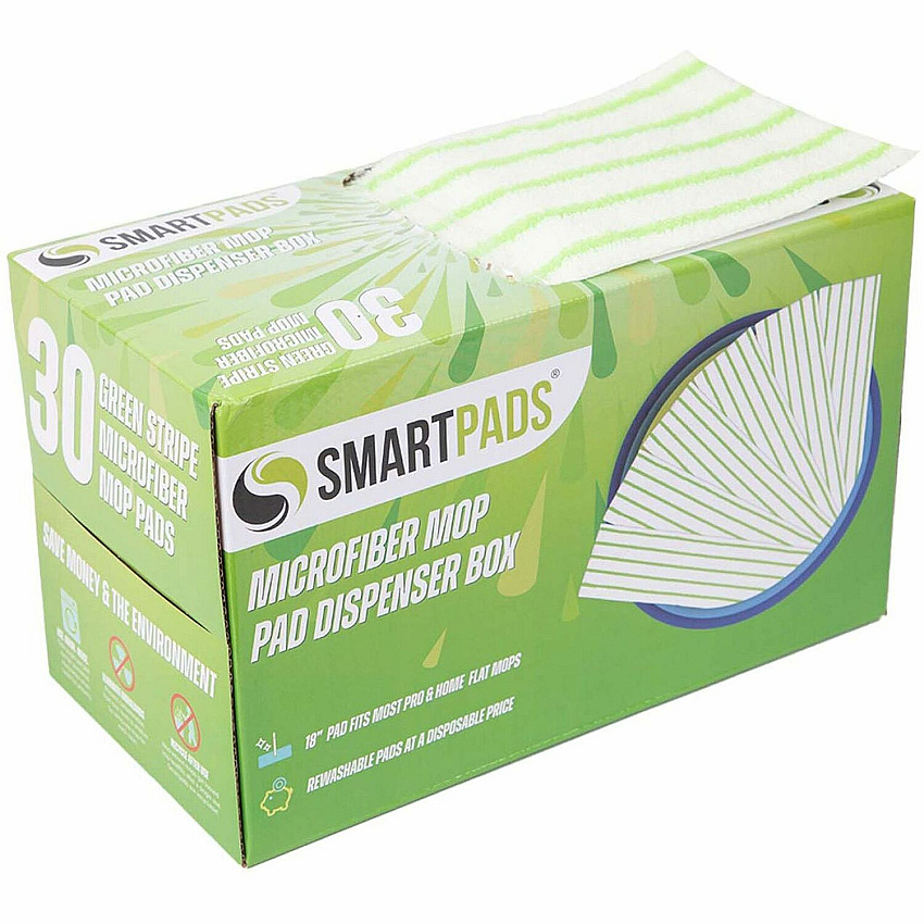 Monarch Microfiber Wet/Dry Mop Pad Refills 5" Width x 18" Depth - Woven, MicroFiber - White/Green - 30 / Box (M901RMPGR)