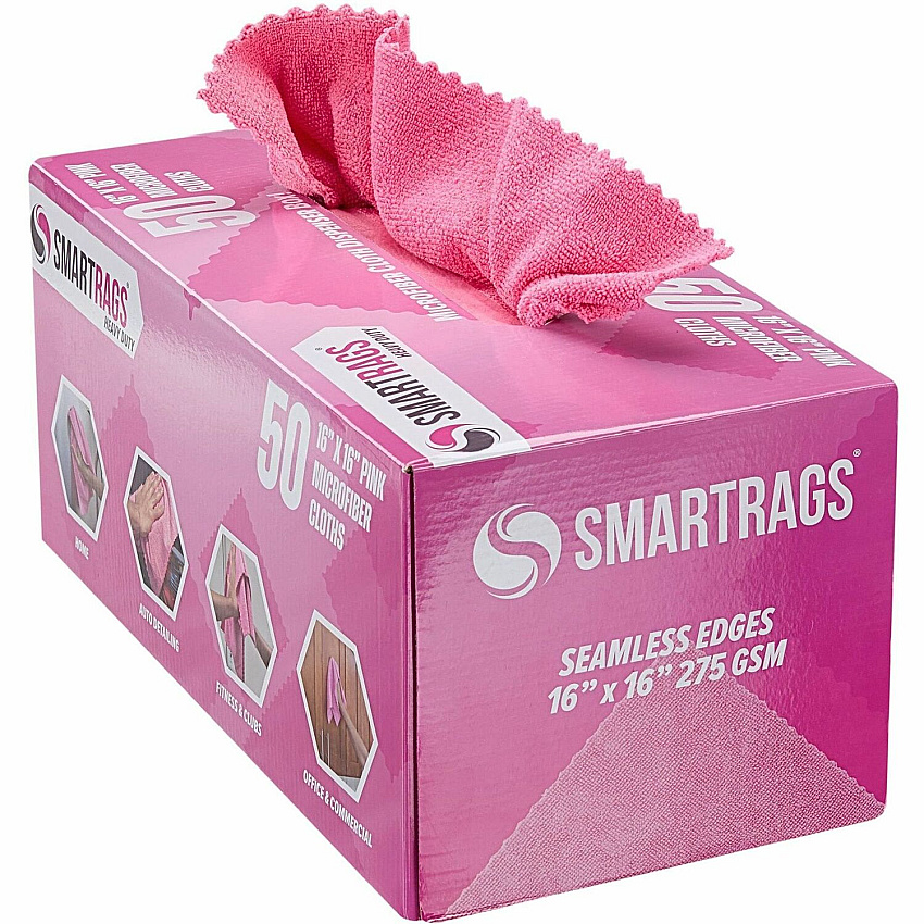 Monarch Smart Rags Microfiber Cloths For Institutional, Automotive, Office, Healthcare, Household, Garage, Breakroom, Factory, Hospital - Heavy Duty, Reusable, Streak-free, Lint-free, Dirt Resistant, Grime Resistant - Pink - 50 / Box (M930P)