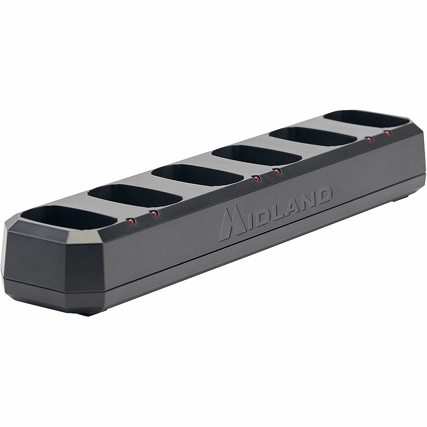 Midland Two-Way Radio 6-Slotted Charger Docking - Two-way Radio - 6 Slot - Charging Capability - Black - Wall Mount, Desktop - 1 Each (BGC600)