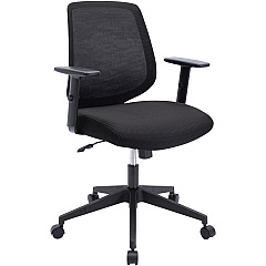 NuSparc Mid-Back Task Chair Fabric Back Material - Mid Back - 5-star Base - Black - Armrest - 1 Each (CH201MABK)