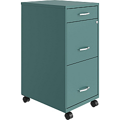 NuSparc Mobile File Cabinet 14.2" Width x 18" Depth x 29.5" Height - 3 x Drawer(s) for File, Box - Letter - Mobility, Locking Drawer, Glide Suspension, 3/4 Drawer Extension, Cam Lock, Nonporous Surface - Teal - Painted Steel - Recycled - 1 Eac (VF318BMTL)