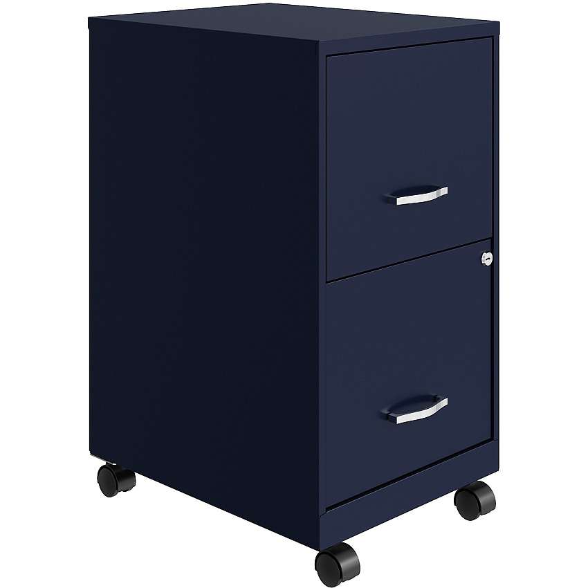 NuSparc Mobile File Cabinet 14.2" Width x 18" Depth x 26.5" Height for File - Letter - Mobility, Locking Drawer, Glide Suspension, 3/4 Drawer Extension, Cam Lock, Nonporous Surface - Blue - Painted Steel, Steel - Recycled - Assembly Required - (VF218AMNY)