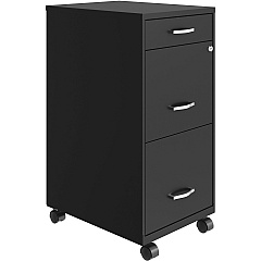 NuSparc Mobile File Cabinet 14.2" Width x 18" Depth x 29.5" Height - 3 x Drawer(s) for File, Box - Letter - Mobility, Locking Drawer, Glide Suspension, 3/4 Drawer Extension, Cam Lock, Nonporous Surface - Black - Painted Steel - Recycled - 1 Ea (VF318BMBK)