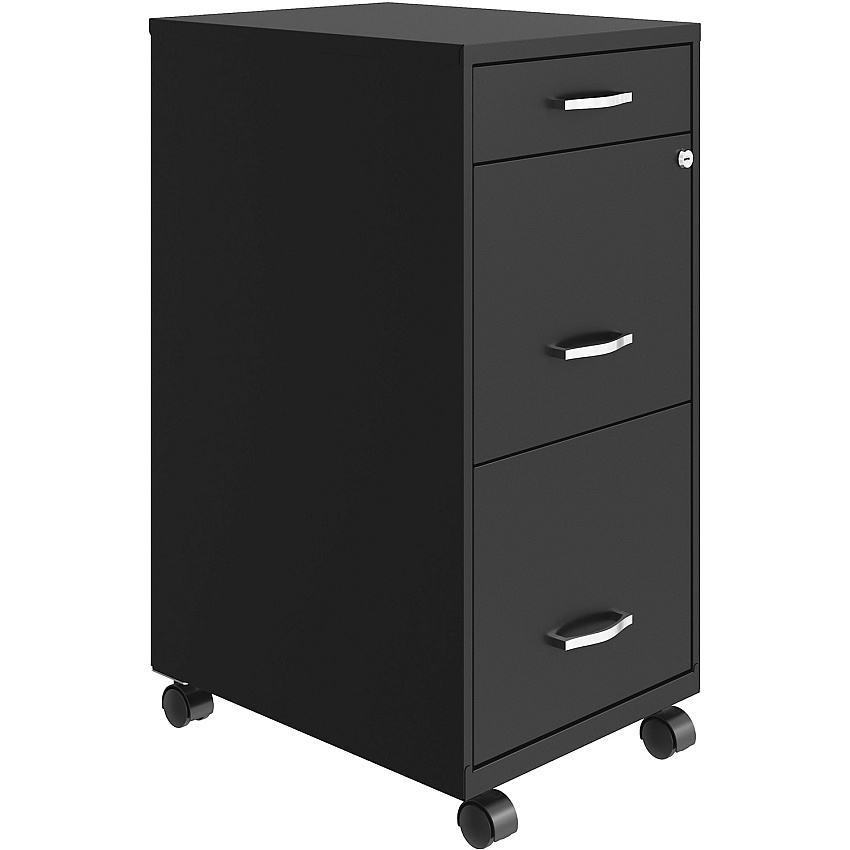 NuSparc Mobile File Cabinet 14.2" Width x 18" Depth x 29.5" Height - 3 x Drawer(s) for File, Box - Letter - Mobility, Locking Drawer, Glide Suspension, 3/4 Drawer Extension, Cam Lock, Nonporous Surface - Black - Painted Steel - Recycled - 1 Ea (VF318BMBK)