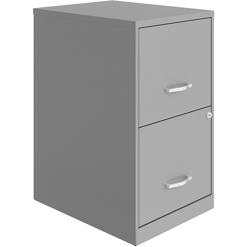 NuSparc File Cabinet 14.2" Width x 18" Depth x 24.5" Height - 2 x Drawer(s) for File - Letter - Vertical - Locking Drawer, Glide Suspension, Nonporous Surface - Silver - Baked Enamel - Steel - Recycled - 1 Each (VF218AASR)