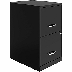 NuSparc File Cabinet 14.2" Width x 18" Depth x 24.5" Height - 2 x Drawer(s) for File - Letter - Vertical - Locking Drawer, Glide Suspension, Nonporous Surface - Black - Baked Enamel - Steel - Recycled - 1 Each (VF218AABK)