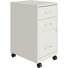 NuSparc 3-Drawer Organizer Metal File Cabinet 14.2" Width x 18" Depth x 26.7" Height - 3 x Drawer(s) for File, Box - Letter - Glide Suspension, 3/4 Drawer Extension, Anti-tip, Lockable, Mobility - White - Metal - Recycled - 1 Each (VF318CMWE)