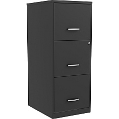 NuSparc Vertical File Cabinet 14.2" Width x 18" Depth x 35.5" Height - 3 x Drawer(s) for File - Letter - Vertical - Cam Lock, Glide Suspension, Anti-tip, Nonporous Surface, 3/4 Drawer Extension - Black - Baked Enamel - Metal - Recycled - 1 Eac (VF318FFBK)