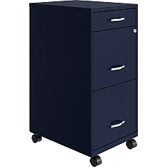 NuSparc Mobile File Cabinet 14.2" Width x 18" Depth x 29.5" Height - 3 x Drawer(s) for File, Box - Letter - Mobility, Locking Drawer, Glide Suspension, 3/4 Drawer Extension, Cam Lock, Nonporous Surface - Blue - Painted Steel - Recycled - 1 Eac (VF318BMNY)