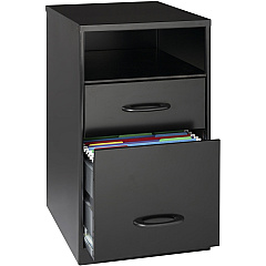NuSparc File Organizer Cabinet 14.2" Width x 18" Depth x 24.5" Height - 2 x Drawer(s) for File - Letter - Glide Suspension, 3/4 Drawer Extension, Anti-tip, Nonporous Surface - Black - Metal - Recycled - 1 Each (VF318DDBK)