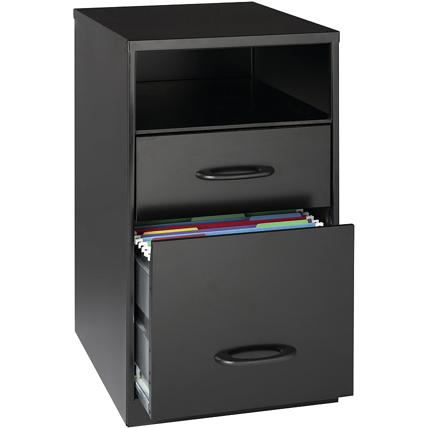 NuSparc File Organizer Cabinet 14.2" Width x 18" Depth x 24.5" Height - 2 x Drawer(s) for File - Letter - Glide Suspension, 3/4 Drawer Extension, Anti-tip, Nonporous Surface - Black - Metal - Recycled - 1 Each (VF318DDBK)