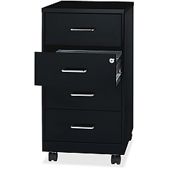 NuSparc Mobile Storage Cabinet 14.2" Width x 18" Depth x 26.5" Height - 4 x Drawer(s) - Letter, Legal - Mobility, Glide Suspension, Anti-tip, Nonporous Surface, Cam Lock, 3/4 Drawer Extension - Black - Painted Steel - Recycled - Assembly Requi (VF418DMBK)