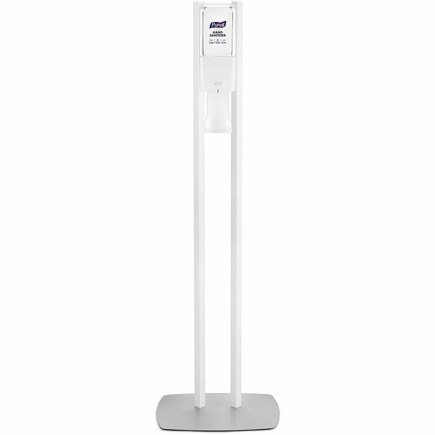 PURELL&reg; ES10 Floor Stand with Automatic Dispenser Floor, Freestanding - White - For Sanitizing Dispenser, High Traffic Area, Waiting Room, Hallway - Sturdy, Low-profile Base, Lightweight - 1 Carton (8210DS)