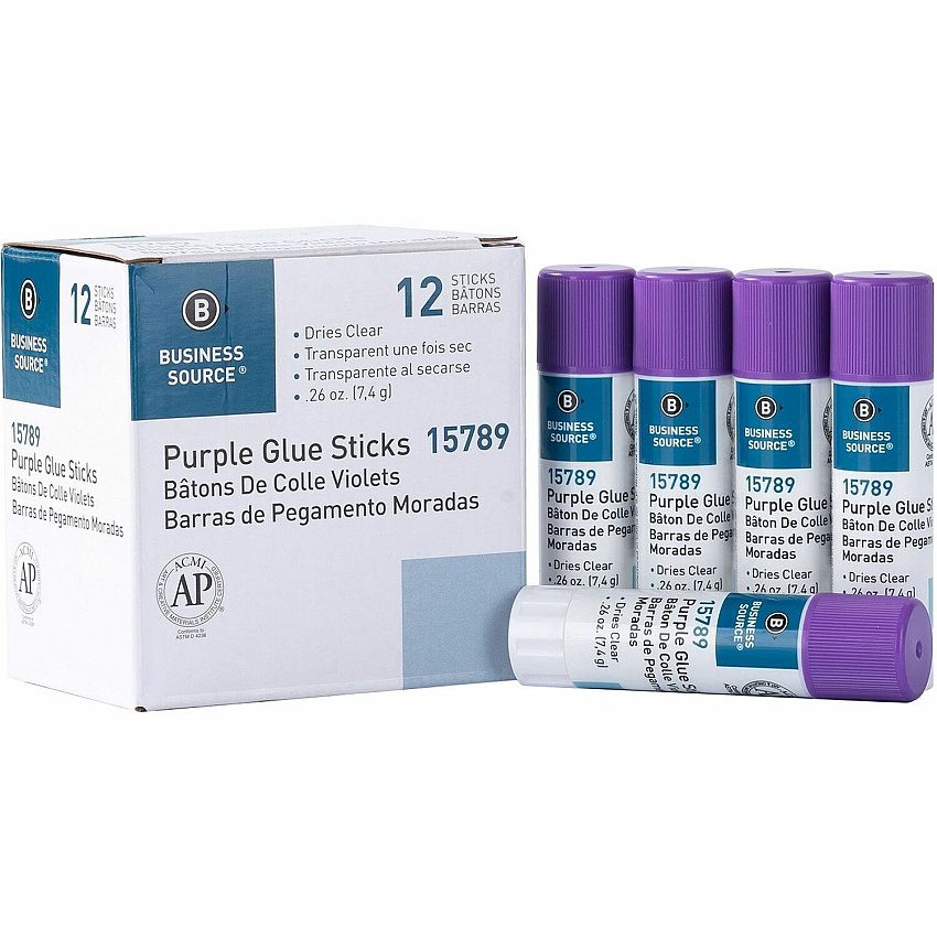 Business Source Bulk Purple Glue Sticks 0.26 oz - Purple - 12 / Box (BSN15789)