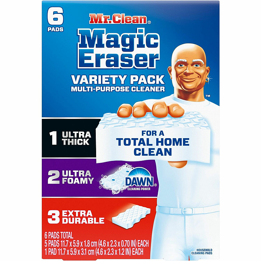 Mr. Clean Magic Eraser Variety Pk For Multipurpose - Sponge - Durable, Long Lasting - Blue - 6 / Box (12396)